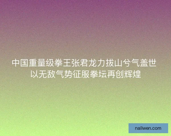 中国重量级拳王张君龙力拔山兮气盖世 以无敌气势征服拳坛再创辉煌 中国重量级拳王张君龙力拔山兮气盖世 以无敌气势征服拳坛再创辉煌